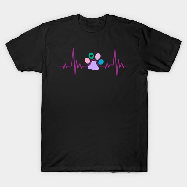 Cute Cat Paw Heartbeat Design, Cat Lover Gift T-Shirt by Monday Cattitude